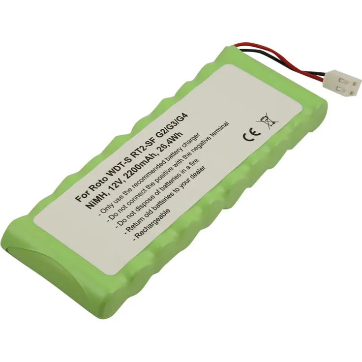 Avizar NiMH Akku 2.2A für Roto WDT-S RT2 SF G2/G3/G4, 12V, Grün - direkter Ersatz F1-10 AA, 26.4W Leistung, kompatibel mit Roto 3/4 Systemen