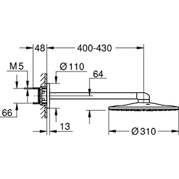 GROHE Rainshower SmartActive 310 Brausen und Duschsysteme (Kopfbrauseset 430 mm, 2 Strahlarten) chrom, 26475000 – Bild 2