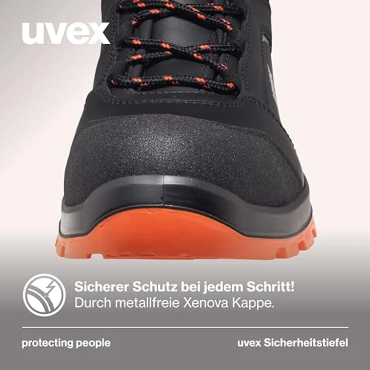 Uvex 2 Xenova Sicherheits-Stiefel, Gr. 44, S3, ESD, SRC, metallfrei, schwarz/rot – Bild 3