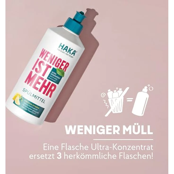 HAKA Spülmittel Zitrone, konzentrierte Fettlösekraft, pH-hautneutral, vegan, frisch duftend – Bild 4