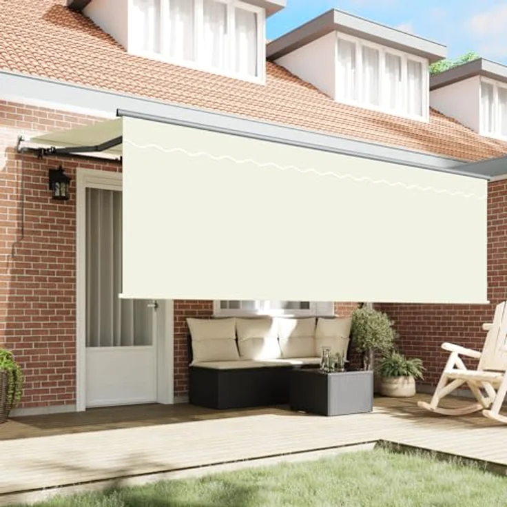 vidaXL Elektrische Markise 3,5 x 2 m, creme, UV-beständig, wandmontierbar, mit Fernbedienung, wasserabweisend, ideal für Garten und Terrasse – Bild 3