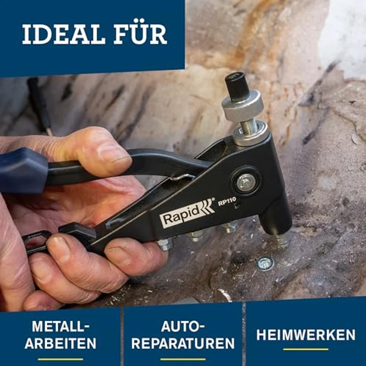 Rapid RP110 Blindnietmutterzange, für M3, M4, M5, M6 Blindnietmuttern, Aluminium-Druckguss, Softgrip-Griff, integrierter Montageschlüssel – Bild 3