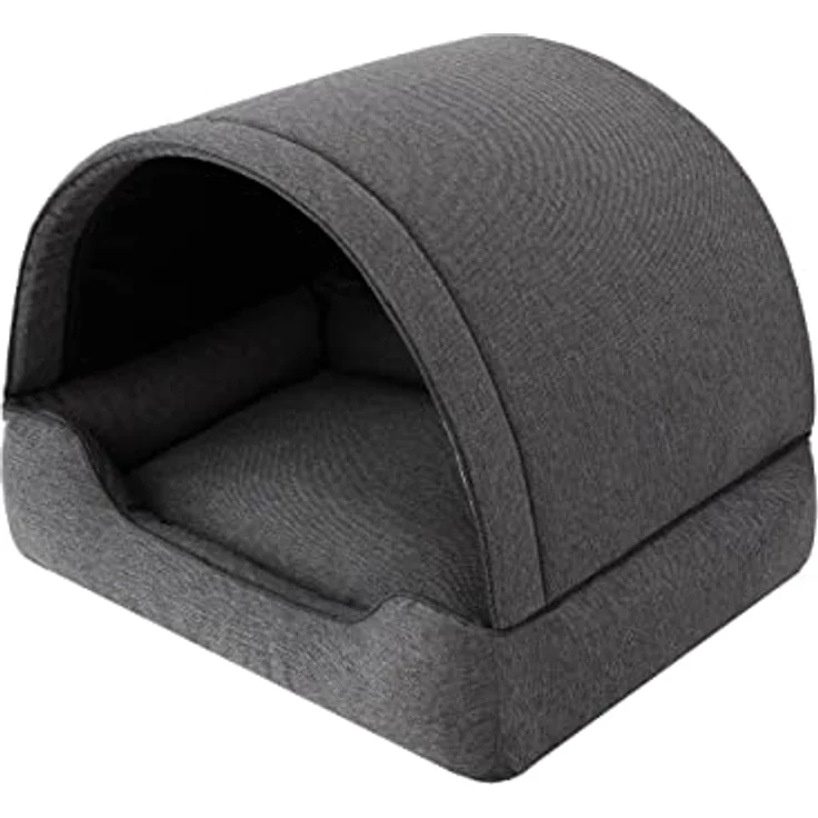 DOGGY Hundehöhle Hundebett Katzenbett Hundehütte Haustierbett Graphit 60x47 cm, 2-in-1 Design, Ausziehbare Abdeckung, OEKO-TEX zertifiziert – Bild 1