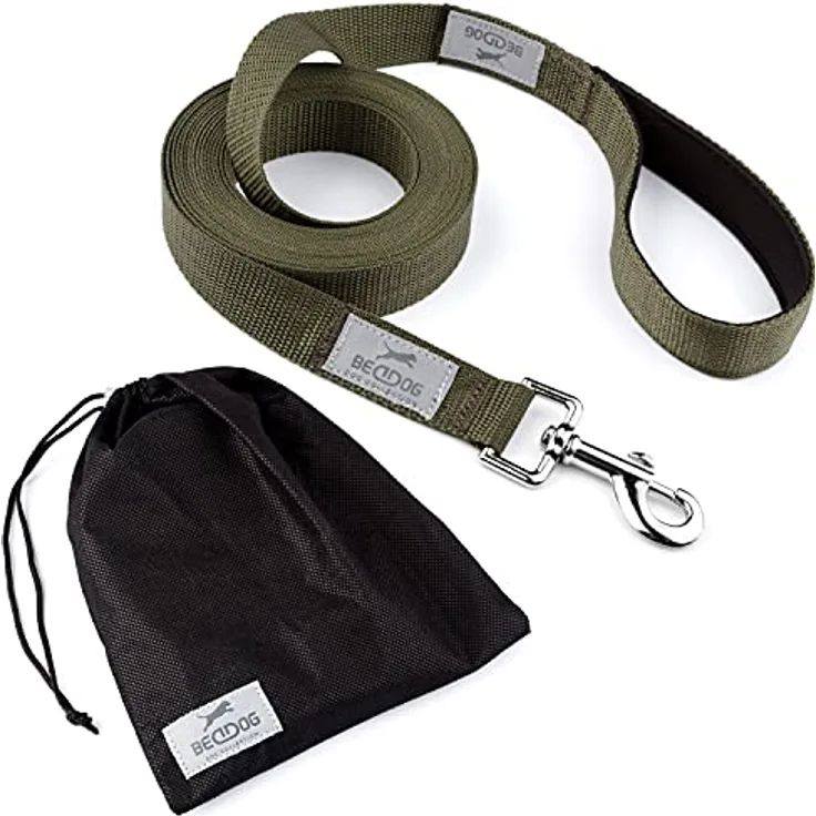BedDog® Tyson Trainingsleine, langlebige Schlepp-Leine, Hundeleine 15m - Khaki