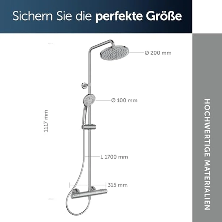 Ideal Standard Duschsystem Ideal Standard Duschsys. m. Brausetherm. Ceratherm T25, verchromt, A7 with 3-Funktionshandbrause, Antikalkfunktion, und thermostatischer Kontrolle – Bild 7