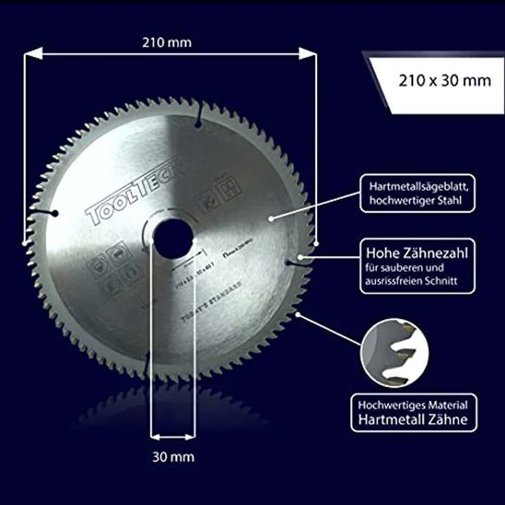 Profi Kreissägeblatt 210 x 30mm für HM NE Metall 80 Z 3 Reduzierringe Sägeblatt extra viele Zähne Alu Kunststoff Eisen (1, Kreissägeblatt) – Bild 3