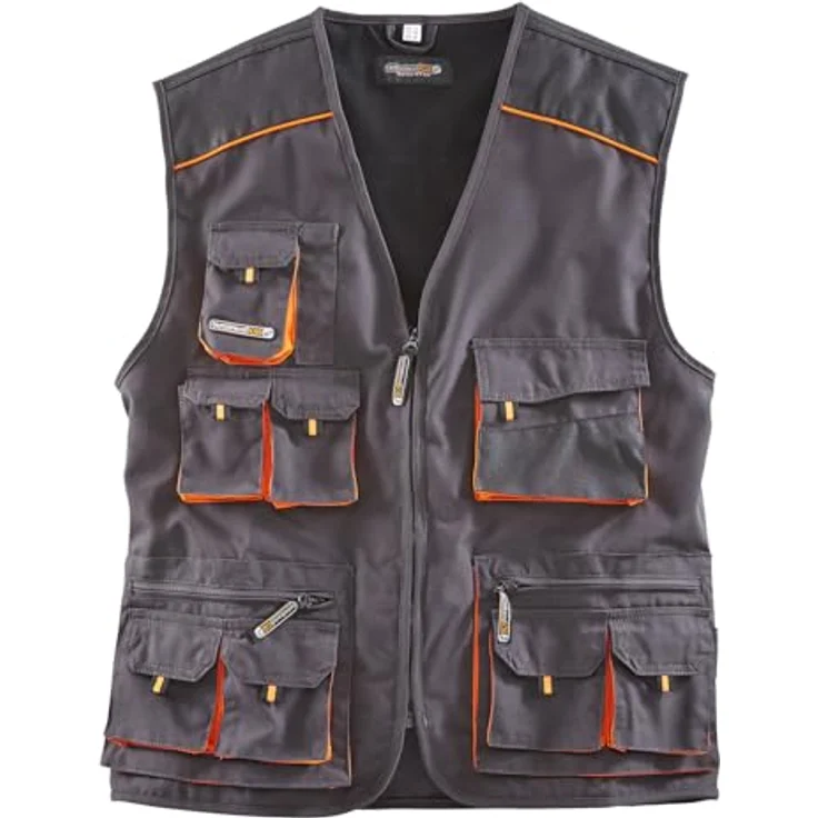 Arbeitsweste grau-schwarz-orange Gr. 56 – Bild 2