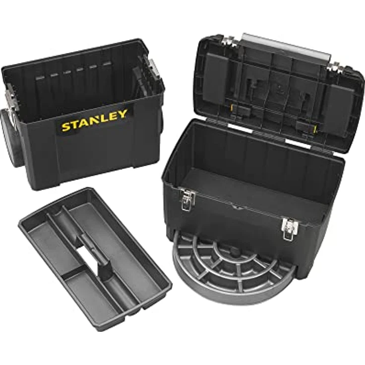Stanley Rollende Werkstatt (47,3 x 30,2 x 62,7 cm, zwei separat verwendbare Werkzeugboxen, robuster Kunststoff, zwei Einheiten, Metallschließen, Organizer) 1-93-968 – Bild 5