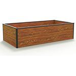 GFP HALFSIZE Aluminium Hochbeet - Platzsparendes & Stabiles Gartenbeet in Holzoptik - 150 x 77 x 39 cm - Familienfreundliches Frühbeet in halber Höhe