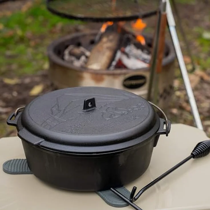 Petromax Dutch Oven Essential Line, Gusseisen Topf 3,5 L für Induktion, Gas, Backofen, Grill oder Lagerfeuer, natürliche Antihaftwirkung und multifunktionaler Deckel – Bild 2
