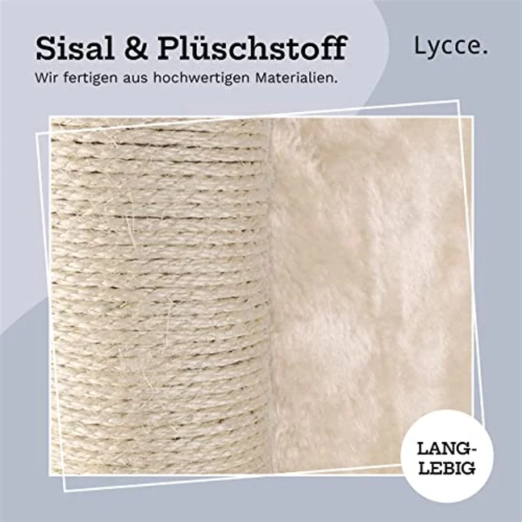 Lycce Katzenbaum Tower Kratzbaum deckenhoch Sisal Plüsch beige 230-260 cm – Bild 5