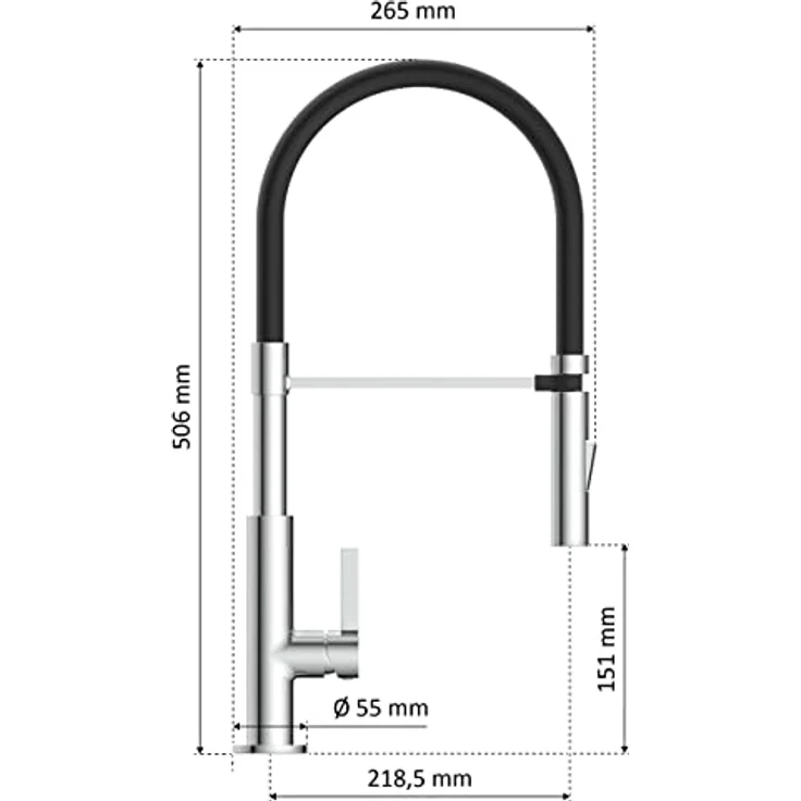 instmaier Küchenarmatur K4, Spültischarmatur mit hohem Auslauf, flexible Handbrause, 2 Strahlarten, schwarz/gräu – Bild 6