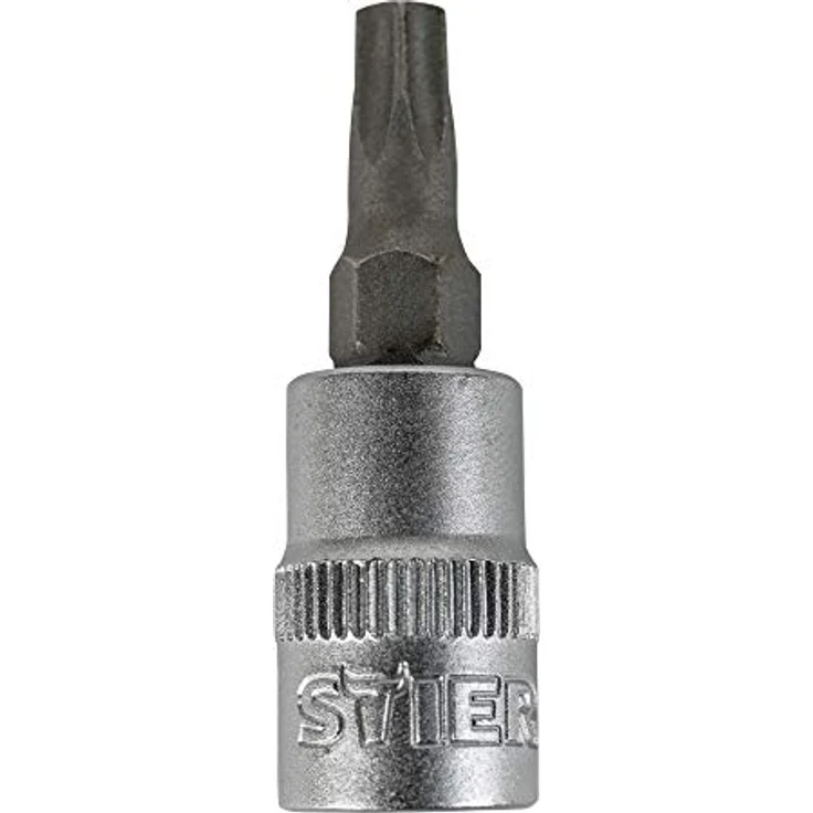 STIER Torx-Bit-Steckschlüsseleinsatz 1/4" mit Bohrung, TX 25 aus Chrom-Vanadiun-Stahl, matte Ausführung – Bild 1