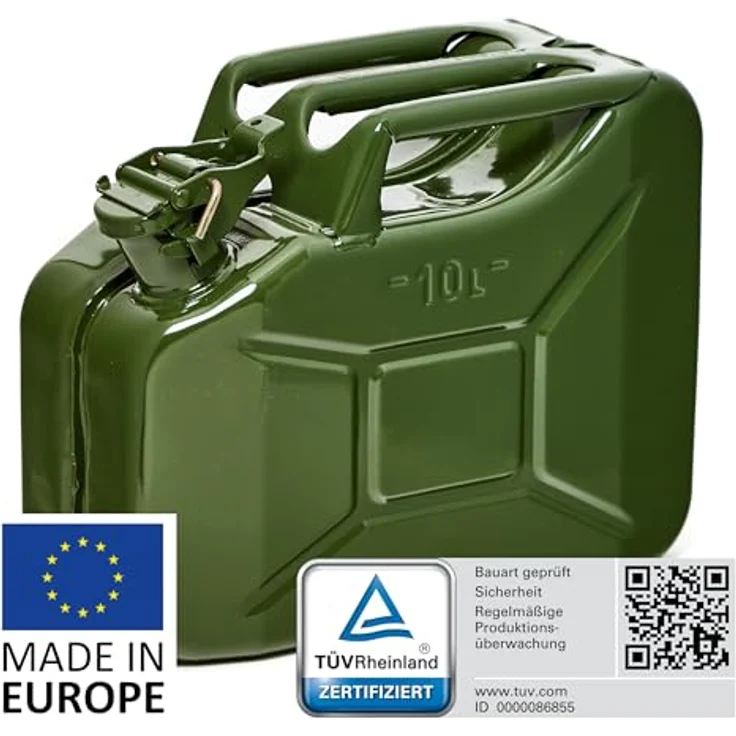 BW® Kraftstoffkanister Metall 10 Liter, olivgrün RAL 6003, TÜV-geprüft, UN-zugelassen, robuste und korrosionsbeständige Konstruktion – Bild 2