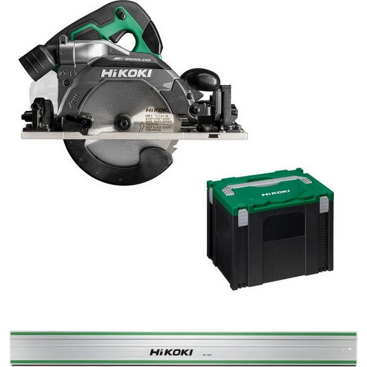 HiKoKi Akku-Handkreissäge Multivolt Solo 36V C3606DUMW2, 165 mm Sägeblatt, 66 mm Schnitttiefe, inkl. Führungsschiene 1600 mm