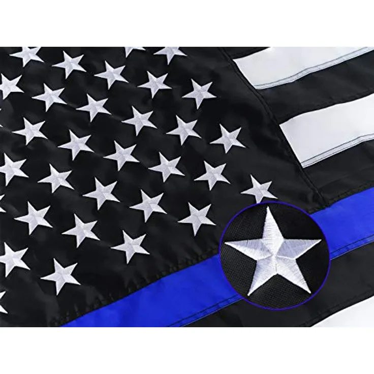 Flying Flagge 3 x 150 Bestickt Genäht 210D Oxford Nylon Dünn Blau Line USA American Police Flagge-UV-geschützt