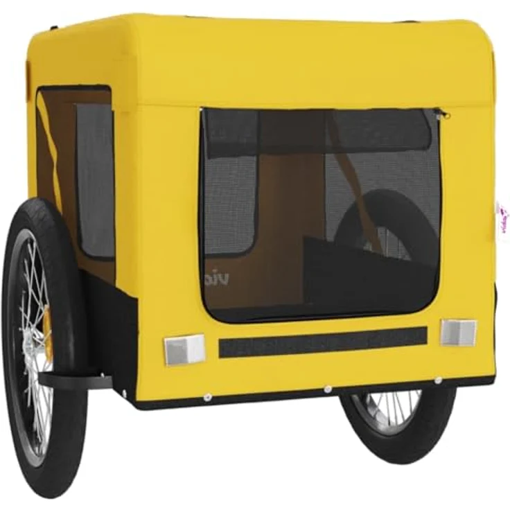 vidaXL Hunde-Transportbox Fahrradanhänger Hunde Gelb und Schwarz Oxford-Gewebe Eisen, Max. Tragfähigkeit 45 kg – Bild 6