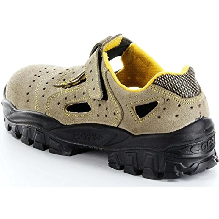 Cofra NT040-000.W37 NEW BRENTA S1 P SRC Sicherheitssandalen, antistatisch, durchtrittsicher, beige/orange, Größe 37 – Bild 4