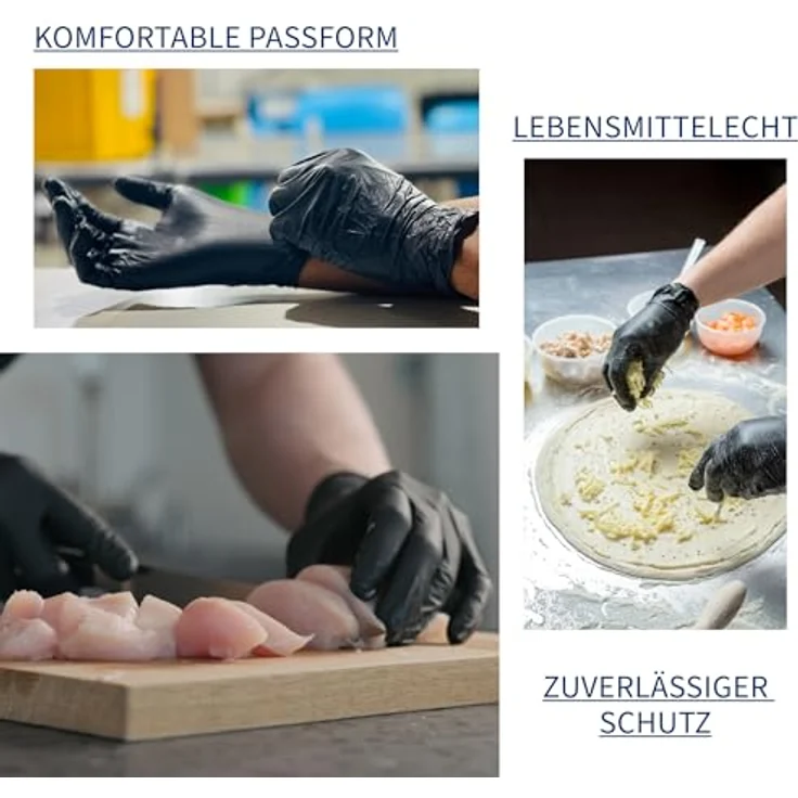 ABENA Nitrilhandschuhe L, 1000 Stück – Einmalhandschuhe schwarz, puderfrei, latexfrei, lebensmittelsicher, reißfest und mit texturierten Fingerspitzen für besseren Halt – Bild 5