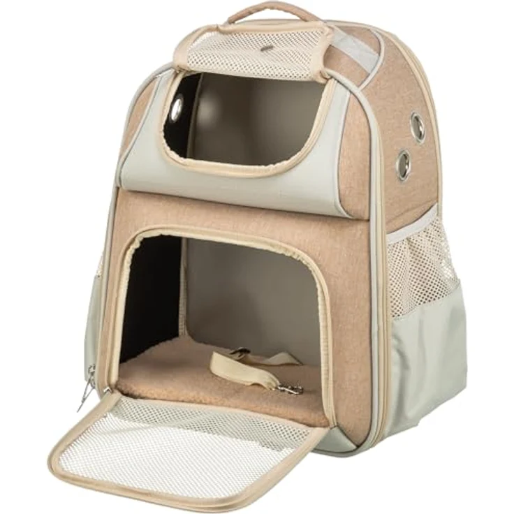 TRIXIE Hunde-Rucksack Willow - Hunderucksack bis 7kg, gepolsterte Rückenpartie und integrierte Kurzleine - Schwarz – Bild 3