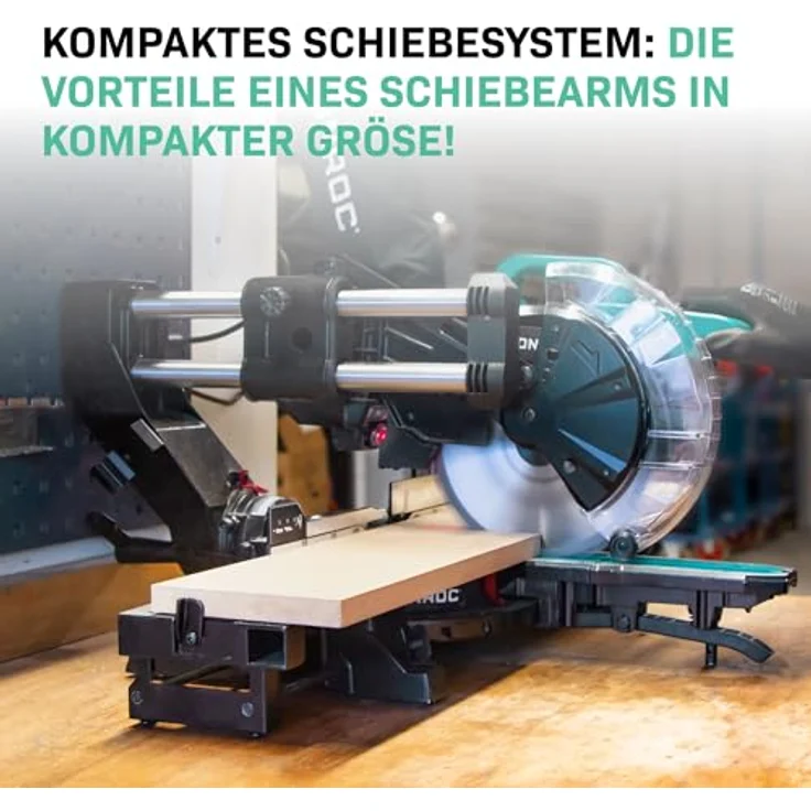 VONROC MS504AC Kapp- und Gehrungssäge, 2200W, 216mm, mit Laser und LED-Beleuchtung, kompakt mit Schiebesystem – Bild 2