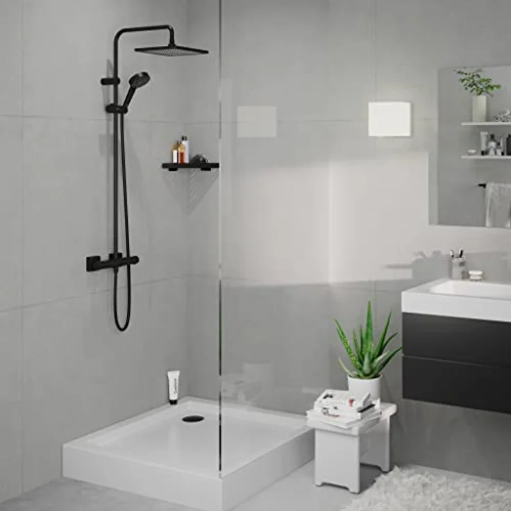 hansgrohe HG Showerpipe Vernis Shape 240, Duschsystem mit 1 jet, Thermostat und Kopfbrause, mattschwarz – Bild 8