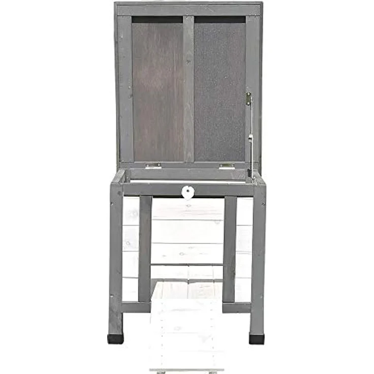 Melko Katzenhaus Grau/Weiß 50 x 45 x 43 cm mit klappbarem Deckel und Rampe, Winterfest – Bild 2