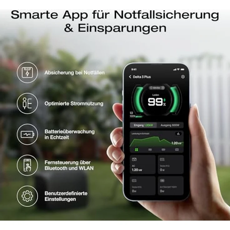 EcoFlow DELTA 3 Plus Tragbare Powerstation, 1024 Wh LiFePO4-Batterie, ultraschnelle Aufladung und erweiterbare Kapazität bis 5 kWh, Silber – Bild 9