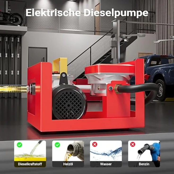 WilTec - Dieselpumpe Heizölpumpe selbstansaugend 230V 550W 60l-min Digitalzählwerk Zapfpistole Schläuche – Bild 3