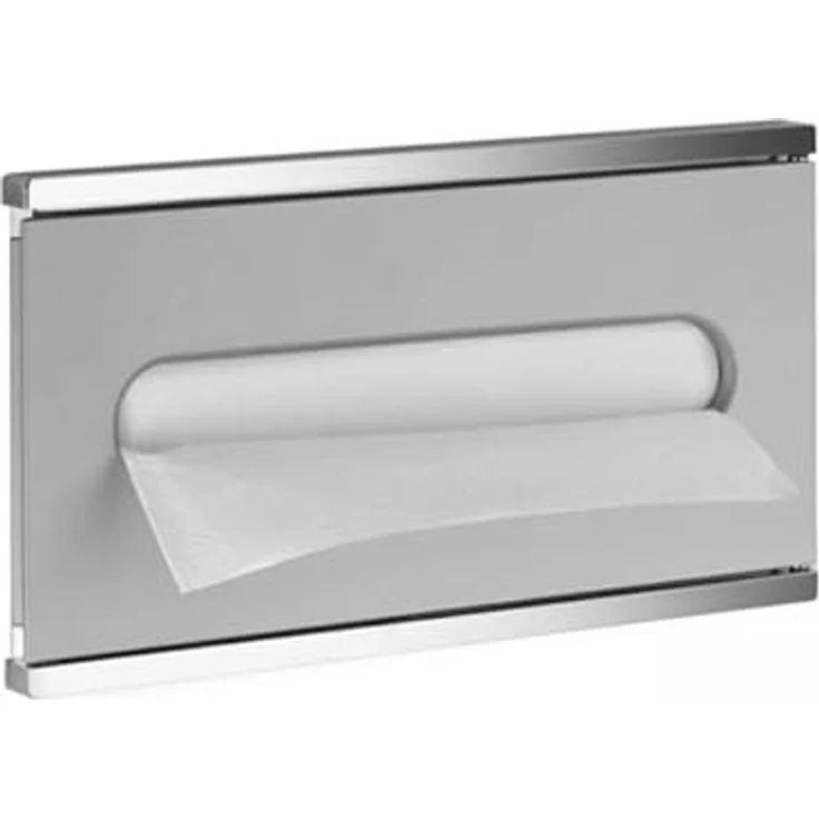 KEUCO PLAN Integral Modul Waschtisch 4, Papiertuchspender mit Anschlag links, verchromt/Aluminium-finish, für gefalzte Papiertücher, Unterputzmontage