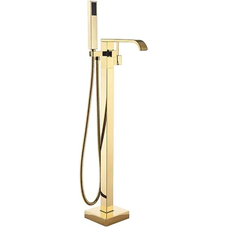 Rea Badewannenarmatur CARAT GOLD Einhebel Wannenarmatur mit Handbrause, Messing, bodenstehend, gold