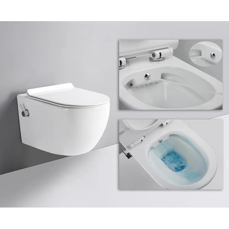 Glasdeals Taharet Dusch WC, modernes Tiefspül-WC mit Kalt- und Warmwasser Armatur, verstellbarer Düse und Soft-Close Sitz – Bild 1