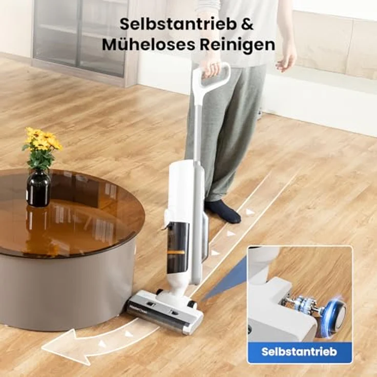 Proscenic F10 Pro Smart Nass-Trockensauger 3 in 1, Leichtgewicht, Leise kabelloser Staubsauger, selbsttrocknend und selbstreinigung, Dual-Tank-Design, LED-Display, für Hartböden, Tierhaare – Bild 2