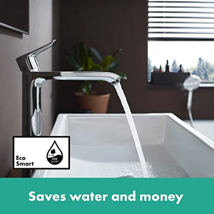 hansgrohe Metris 260 Spültischarmatur, chrom, mit Normalstrahl und Zugstangen-Ablaufgarnitur, für Waschschüsseln – Bild 2