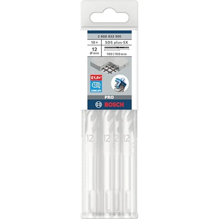 Bosch 10x PRO SDS plus-5X Hammerbohrer, Ø 12,00 mm, für Stahlbeton und Beton, Professional Bohrhammer-Zubehör – Bild 2