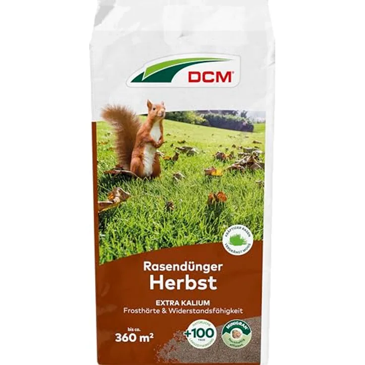 Cuxin CUXIN DCM Rasendünger Herbst, organisch-mineralischer Langzeitdünger mit MINIGRAN® TECHNOLOGY, 18 kg, für Frosthärte und Standfestigkeit