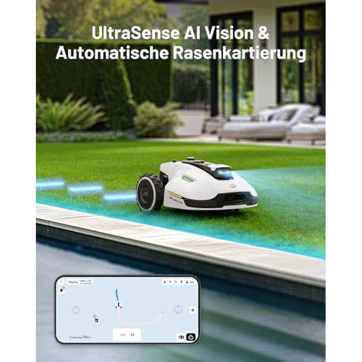 Mammotion YUKA 3000 Mähroboter, kabellos mit 4G-Modul, Auto-Kartierung, 50% Steigung, für Flächen von 3000m² bis 4000m², intelligente Objekterkennung – Bild 3