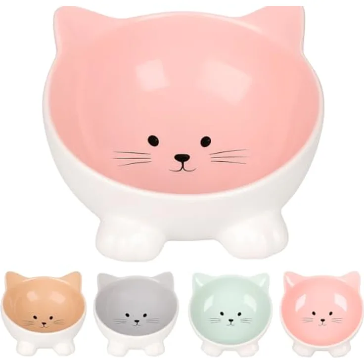 Flamingo Katzennapf Keramik, 125 ml Ø13,8 cm, spülmaschinenfest, flaches Design in Rosa