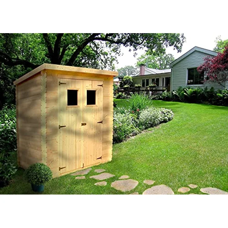TIMBELA M311+M311G Holzhaus Gartenhaus - Gartenschuppen Holz mit Boden Imprägnierte B204xL142xH200 cm/ 2,22 m2 Lagerschuppen für Garten - Fahrrad Schuppen - Wasserfestes Dach – Bild 2