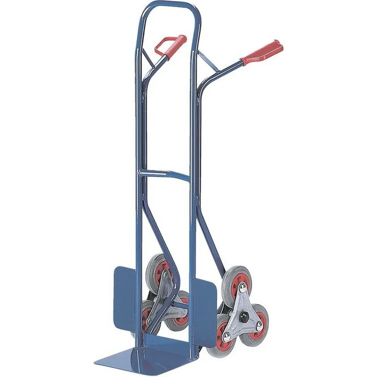 ROLLCART Treppenkarre, Sackkarre mit 150 kg Traglast, blaugraue Vollgummibereifung, 2x Rad-Sterne, RAL 5010 enzianblau