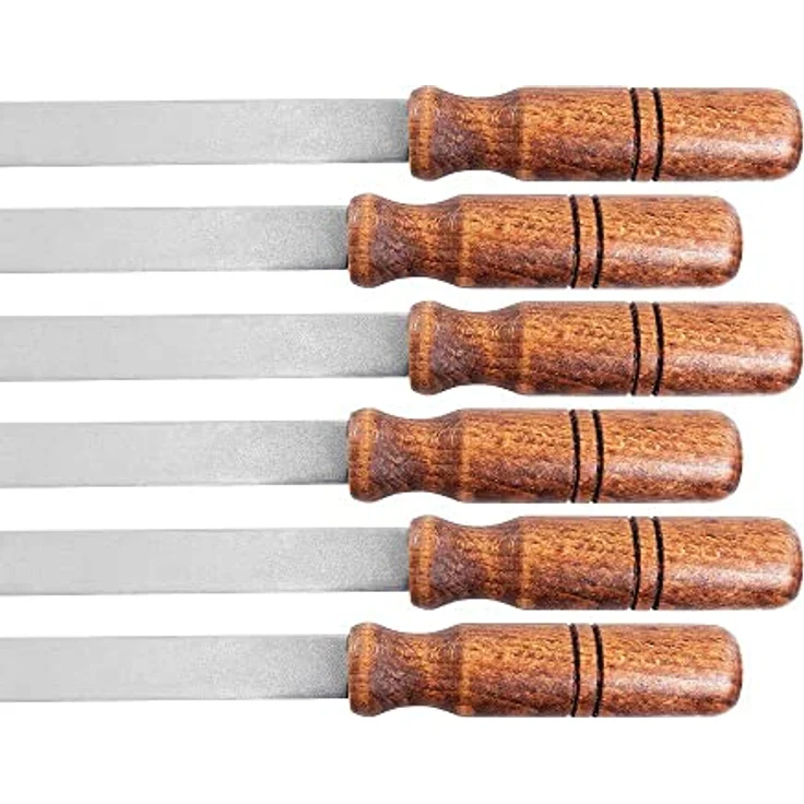 BEM Schaschlikspieße Adana (Set, 6-St), besonders dick, Edelstahl mit Hartholzgriffen – Bild 4