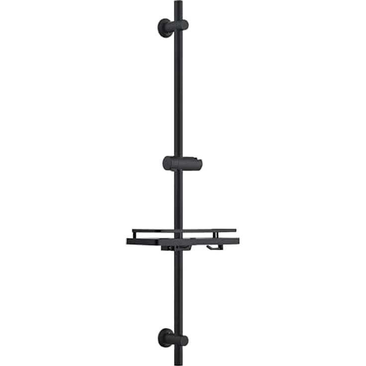 Görbach Duschset Edelstahl Duschstange mit Duschkopfhalterung 100cm, schwarz, rostbeständig, flexible Montage, höhenverstellbar – Bild 1