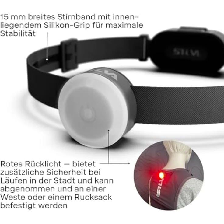 Silva Smini, Wiederaufladbare USB C Stirnlampe mit 250 Lumen, 3 Helligkeitsstufen, Rotlicht, IPX5 wasserdicht, Gewicht 53g – Bild 5