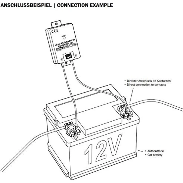 Kemo Bleiakku-Aktivator / Refresher 12 V M202 gegen Ablagerung von Bleisulfat, erhöht die Lebensdauer des Autoakkus, mit LED-Anzeige, elektronische Pflege und Reanimierung eines 12 V Autoakkus – Bild 2