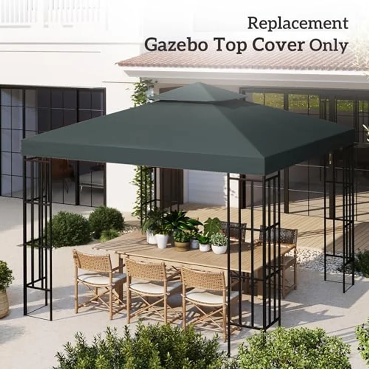 Outsunny Pavillon-Ersatzdach Pavillondach, Kohlegrau, wasserabweisendes Polyester mit PA Rückbeschichtung – Bild 8