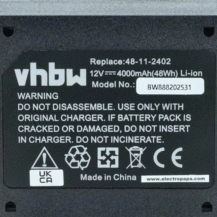 vhbw Akku kompatibel mit Milwaukee M12, 4000 mAh, Li-Ion, 12 V, schwarz/rot – Bild 5