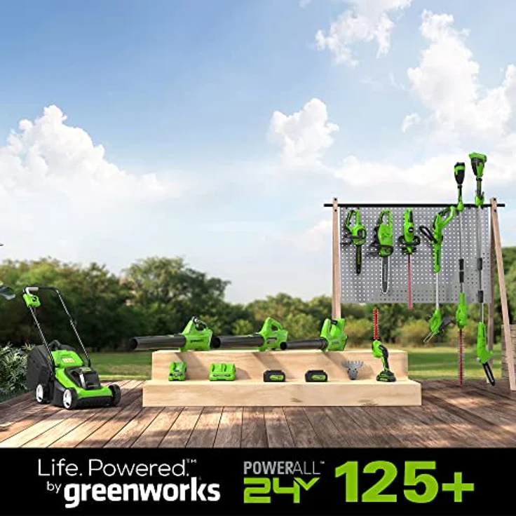 Greenworks G24MCS10K2, 24 Volt Mini Akku Kettensäge mit 450 Watt, Akku und Ladegerät, leicht und handlich – Bild 10