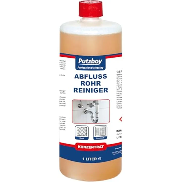 Putzboy PUTZBOY Abflussrohr Reiniger - Konzentrat - rohrfrei Abflussreiniger für Sanitär und Küche - 1 Liter - Made in Germany - Transparent – Bild 1