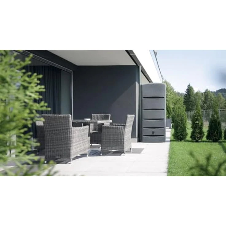 Prosperplast Regentonne Poseidon 260 Liter Granitgrau, UV- und witterungsbeständig, frostsicher, mit hochwertigem Messinggewinde – Bild 4