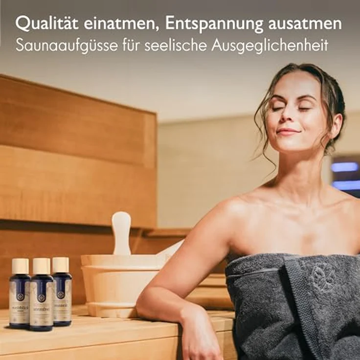 Liebenstein Sauna-Aufgussset, 3-teiliges Komplettset mit Saunaeimer (4L), anthrazit Saunahandtuch (70x200cm) und Aufguss (Orange/Zitrone/Ingwer) – Bild 3